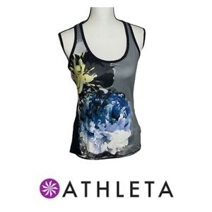 Athleta Razorback Tank Multi Color Floral Design Size S